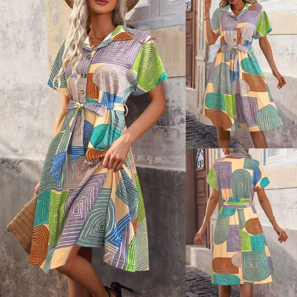 Forever 21 Summer Casual Dress Trendy Elegant Collar Vacation Dress